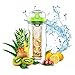 Sharpro 32 oz. Infuser Water Bottles - Featuring a Full Length Infusion Rod, Flip Top Lid, Dual Hand Grips (Energy Green)