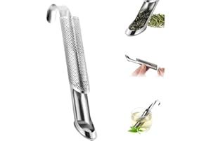 KOUJUT Stainless Steel Tea Strainer, Tea Strainer, Stainless Steel Tea Diffuser, Bulk Tea Infuser, Stainless Steel Tea Infuser with Hook Handle, Food Grade Stick Tube Tea Strainer, Loose Tea Strainer (1PCS)