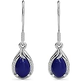 Genuine Gemstone Drop Dangle Earrings for Women 925 Sterling Silver Fish Hook Birthday Christmas Gifts for Women for Her Ct 4.2