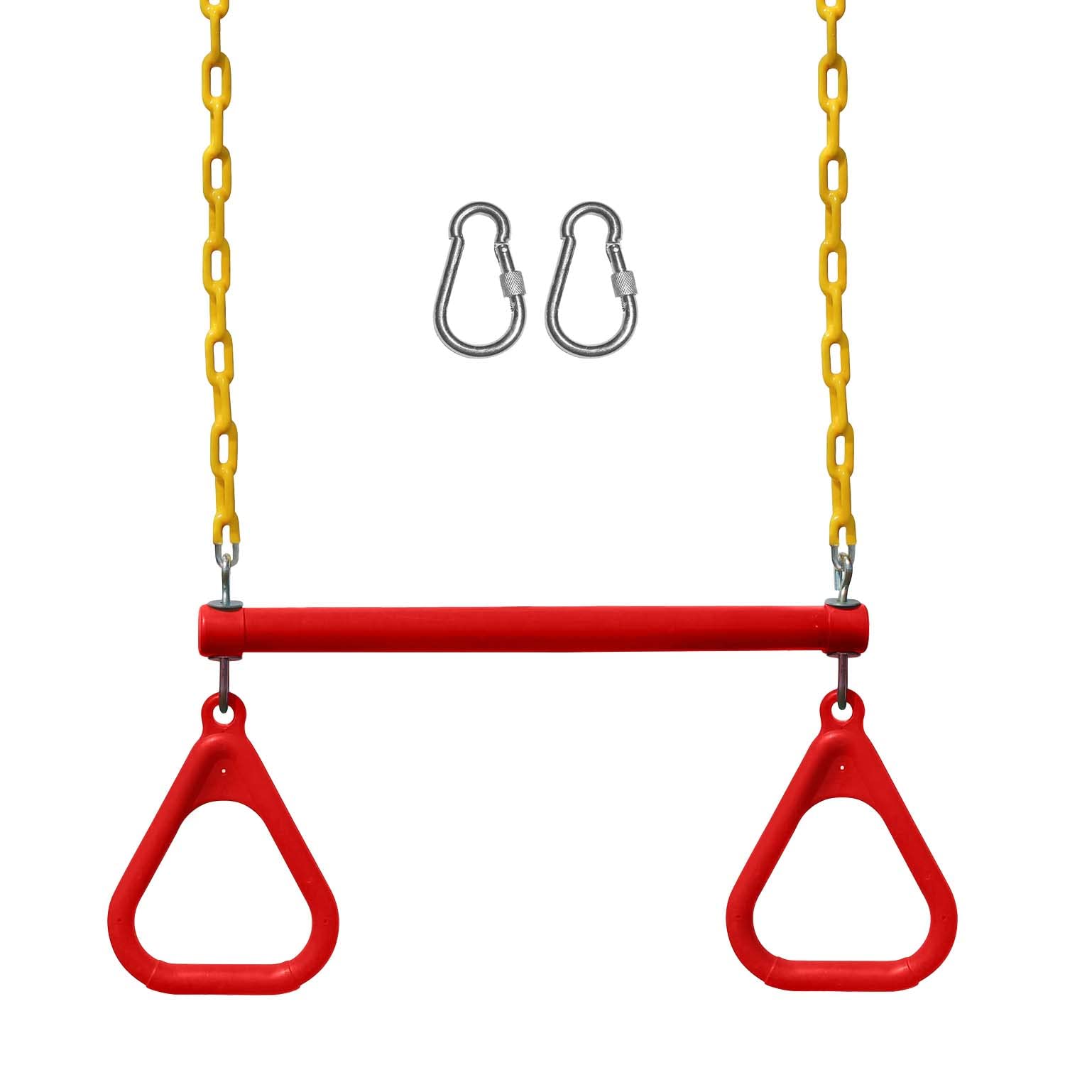 Photo 1 of Jungle Gym Kingdom Swing Sets for Backyard, Monkey Bars & Swingset Accessories - Set Includes 18" Trapeze Swing Bar & 48" Heavy Duty Chain with Locking Carabiners - Outdoor Play Equipment (Red)