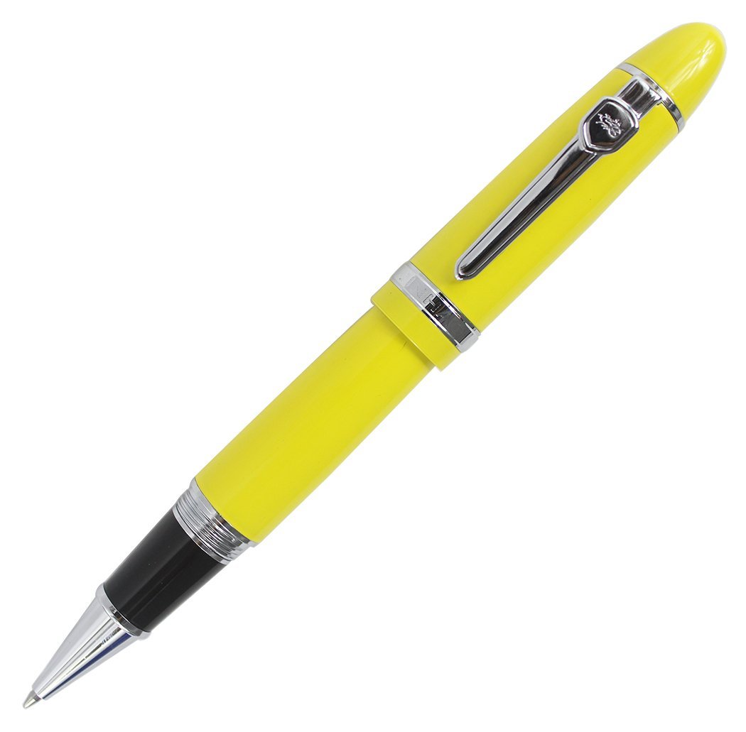 Abcsea Expert Deluxe Roller Ball Pen with Pen Pouch, Big Barrel - Yellow