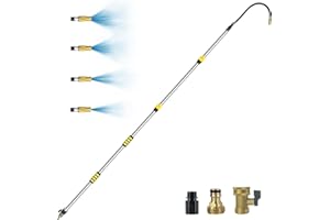Buyplus 12FT Telescopic Gutter Cleaning Tools from the Ground, Long Reach Gutter Cleaner Wand with Hose Attachment, Rain Gutter Cleaner Tool with Extension Pole for 2nd Story House