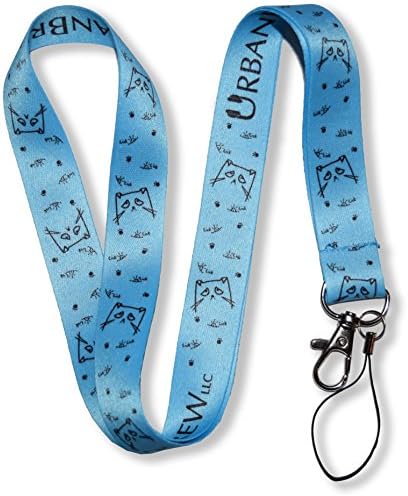 Cute Funny Mad &amp; Sad Cat Lanyards - Urbe The Cat Lanyards (Perfect Gift For Kids, Family, Friends, Cat Lovers!) - UrbanBrew LLC (Blue)