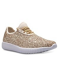 OLIVIA K Zapatillas de mujer fáciles de poner, informales, con purpurina, cómodas, ligeras