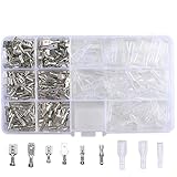 ManYee 270pcs Male Female Spade Connectors 2.8/4.8/6.3mm Spade Wire Crimp Terminal Connector Quick Splice Crimp Terminals with Insulating Sleeve Kit AWG 22-14 for Electrical Wiring Car Audio Speaker