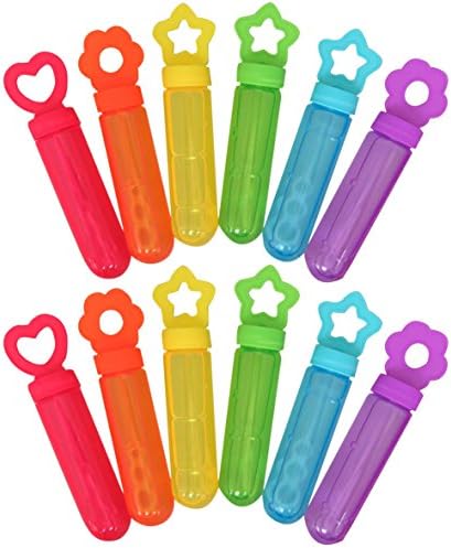 Heart/Star/Flora Shaped Bubble Tubes, 12 Count, Value Pack, with Wand, 1 oz., Rainbow Bubbles