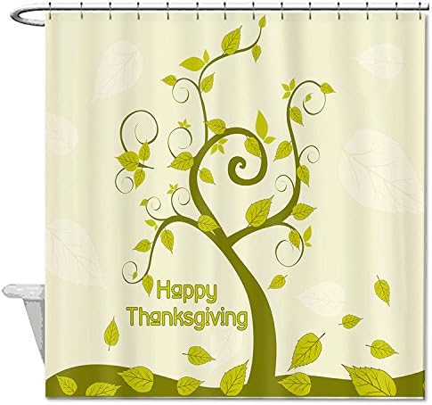 HANHAOKI Happy Thanksgiving Day Retro letters on Grunge Decor Polyester Fabric Shower Curtain Liner Green 60"x72"