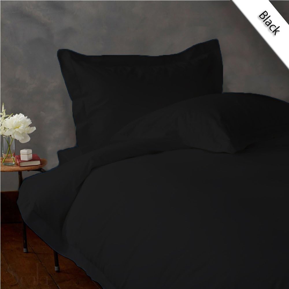 Luxurious Hotel Quality 1PC Duvet Cover 800 Thread Count Queen 100% Egyptian Cotton Black Solid by Fab Linens
