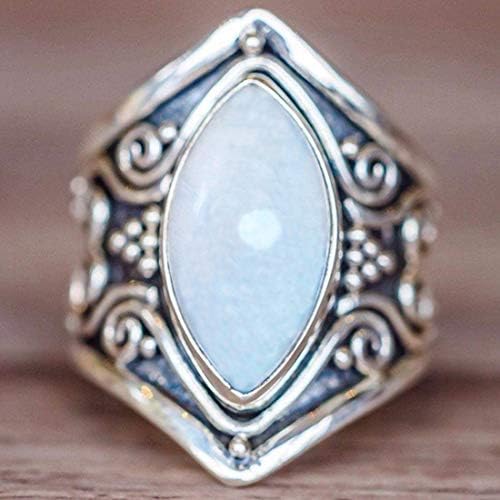 Koguxuix Vintage Silver Ring 925 Sterling Silver Natural Moonstone