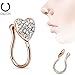 3PCS Fake Faux Septum Clicker Cute Hanger Nose Ring Hoop Tribal Non Piercing Clip on Jewelry Heart Clip on