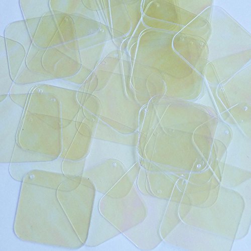 Pale Yellow Crystal Luminescent Sequin Square Diamond 1.5 inch Couture Loose Paillettes. Made in USA.