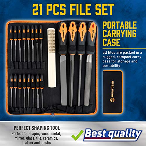 image for Amartisan 20Pcs Premium File Set with Carry Case, High Carbon Steel Fi