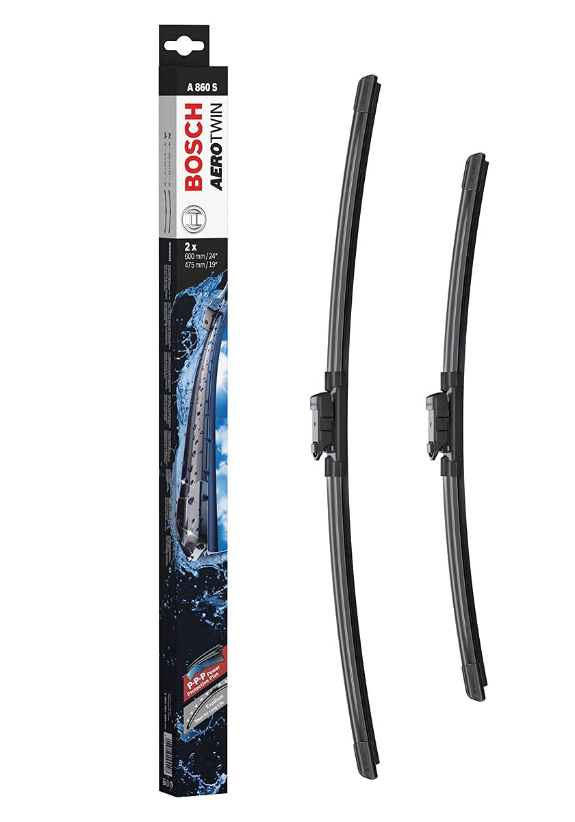 Bosch Aerotwin A 860 S - Front Windscreen Wipers - Set of 2 Replacement Blades - Comes with Pre-assembled Adapter - 2 Blades, 600mm/475mm - Only for left-hand drive (EU)