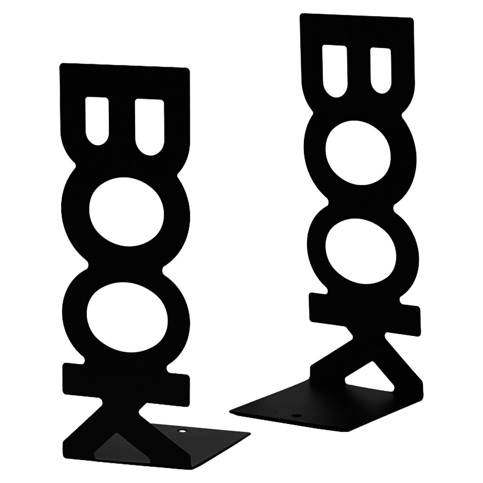LdawyDE Book Ends, 2 Metal Bookends Desk Novelty Cutlery Non Skid Book Holders Supports for Shelves for Home School Office Library Kitchen, Black