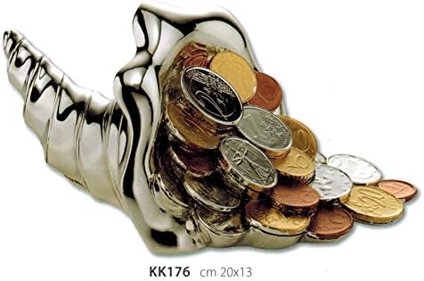 Cornucopia with Enamelled Money Sculpture Kikke CM20 X 13 Laminate Silver Made In Italy