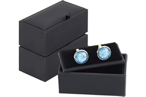 PH PandaHall 3pcs Velvet Cufflink Display Box Case, PU Leather Cufflink Tie Clip Storage Boxes Small Jewelry Gift Box Organiz