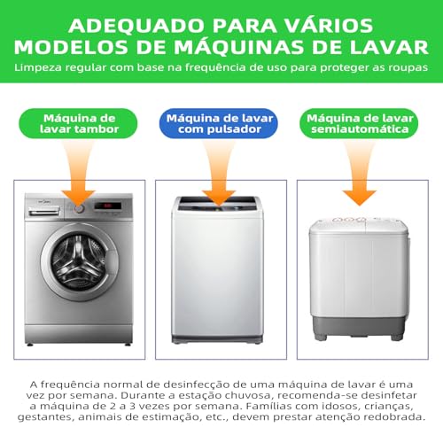 Limpa Maquina de Lavar Roupas, 48 Pastilha Limpar Maquina de Lavar Roupa, Limpeza Profunda Antiodor, Remove Resíduos e Prolonga a Vida da Lavadora