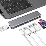 dodocool USB C Hub Adapter for MacBook Air 2018, MacBook Pro 2018/2017/2016, Dual Type C Hub with 4K HDMI, SD/TF Card Reader, 100W Power Delivery, 40Gbps Thunderbolt 3 and 3 USB 3.0 Ports (Space Gray)