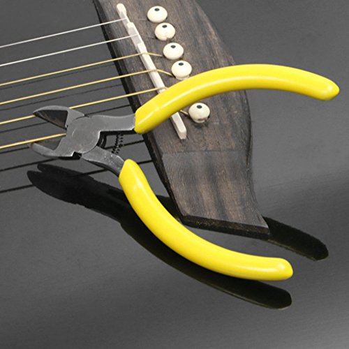 Lexiesxue Guitar Maintenance Tool Cutting String Pliers Yellow Trimmed Instrument Vise Wire Cable Strings Cutter Hand Tool