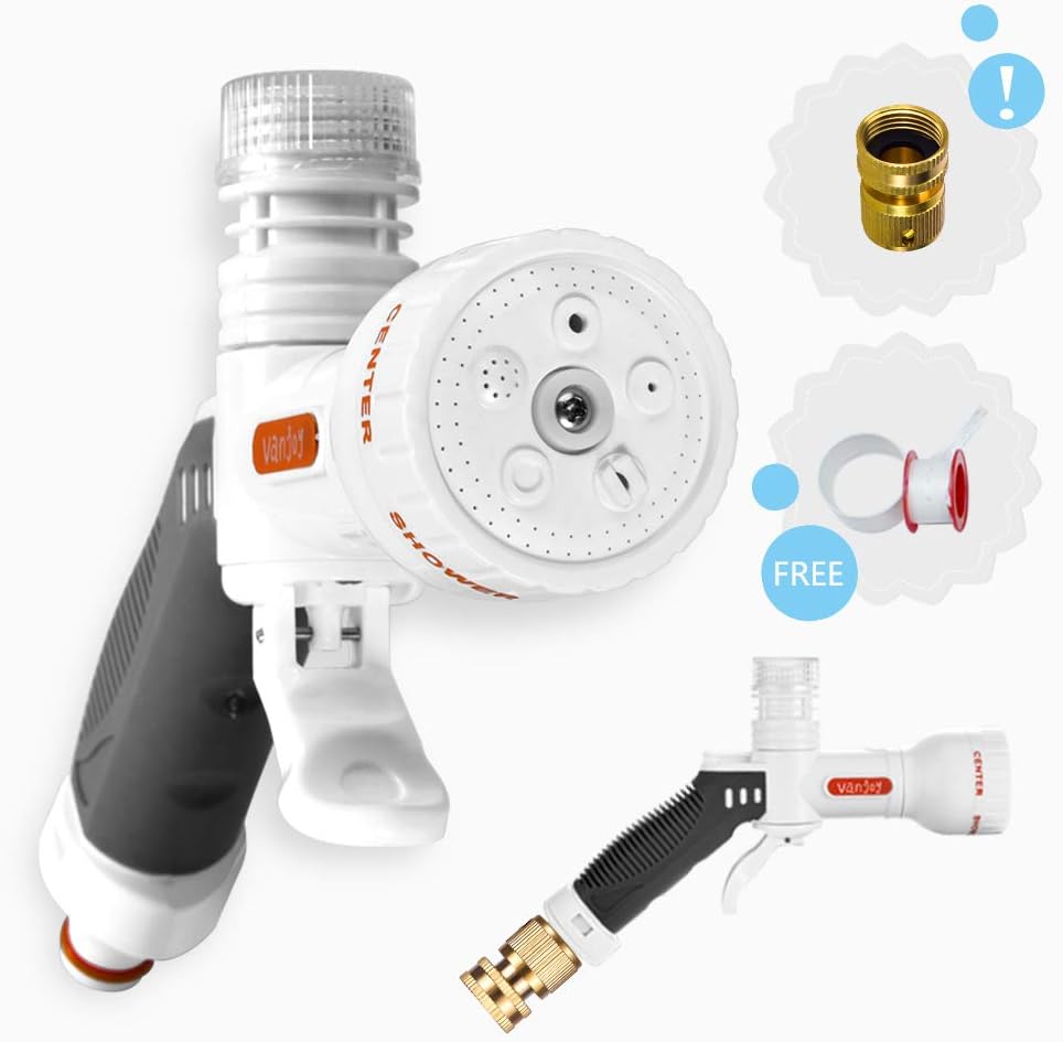 Vanjoy Garden Hose Nozzle Heavy Duty, Flow Control Hose Nozzle for Garden Watering, Car Wash and Pets Shower, Patent Design Zero Leak, 5 Spray Patterns