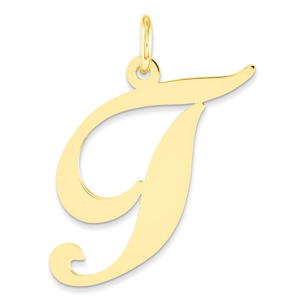 Necklaces 14k Yellow Gold Fancy Letter T Pendant Cursive Alphabet Initial Charm Foretadrenaline Com