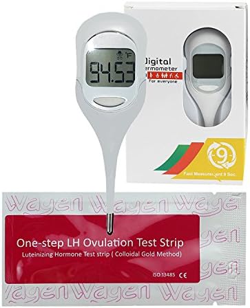 Basal Thermometer 9 Second Quick Test, Backlit High Sensitive 1/100th Reading, Record Memory, Two Modes, with 50 counts Ovulation Test Strips for Ovulation Prediction