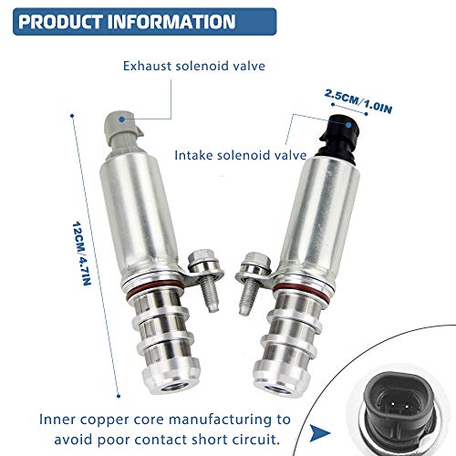 Intake & Exhaust Camshaft Position Actuator Solenoid Valve Control Kit For Chevy Cobalt, HHR, Malibu, Equinox, GMC Terrain, Pontiac G6 & more GM Vehicles 2.0L 2.2L 2.4L Replaces # 12655421, 12655420