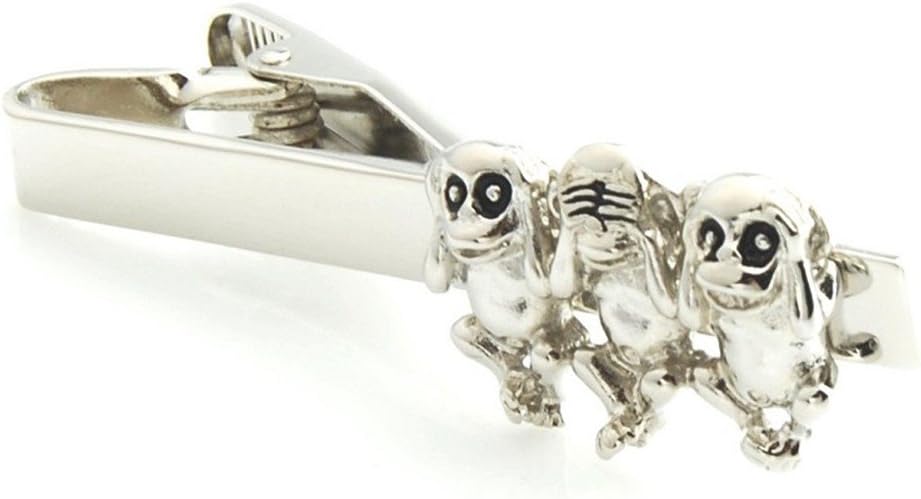 Procuffs 3 Wise Monkeys See No Evil Hear Speak Tie Clip Black Wedding Bar Clasp