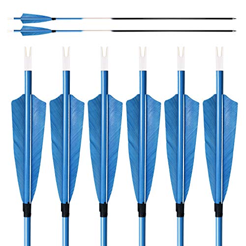 Feather Arrows 31" Archery Hunting Arrows Carbon Targeting Practice Feather Fletching Arrows for Recurve Bows and Longbow with Removable Tips - Thumbnail 7