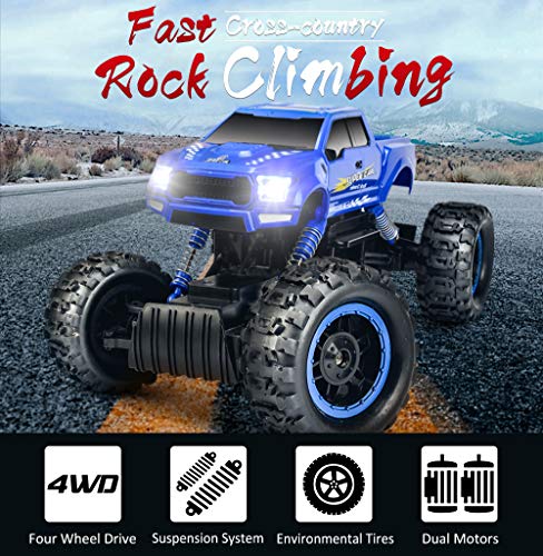 RC Car with Dual Motors 4WD 2.4Ghz 1:12 Crawlers Off Road Vehicle Toy Remote Control Car Blue Color