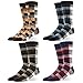 Rioriva Mens Dress Socks Plaid Argyle Diamond 6 Pack Classic Patterned Crew Socks Shoe Size 12-15