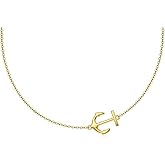 Yafeeso Solid 14K Gold Sideways Cross Choker Necklace Crucifix Cross Necklace Anniversary Mother's Day Jewelry Gifts for Her,16 Inch