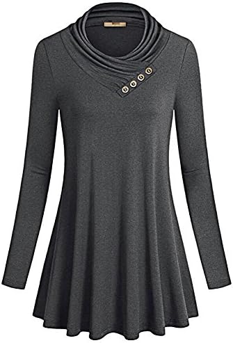 Female Coat Buttons Long Sleeves T-shirt Elegant Speaker Shirt Loose Blouses , gray , Asia XXL ( 112cm)