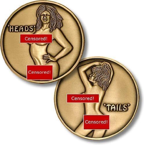 Heads or Tails - Female Flip Coin, Brass Antique Finish by Play & Joy