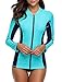 ATTRACO Women's Rashguard Swimsuit Zip Front Sun Protection Swim Shirt UPF 50+