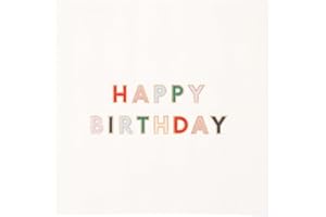 BONJOUR FETE BLANC WHITE SIGNATURE HAPPY BIRTHDAY COCKTAIL NAPKINS