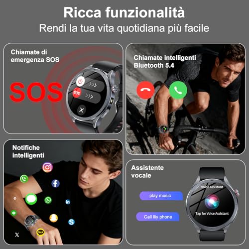2026 New Men's Smartwatch with ECG+HRV/ChatGPT AI, 1.53 Inch Fitness Watch with Calls and LED Flashlight, 24h Sleep Monitor, Heart Rate Monitor, SpO2/Temperature/SOS, Compatible with Android and iOS