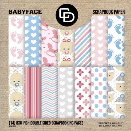 Babyface Scrapbook Paper (14) 8x8 Inch Double Sided Scrapbooking Pages: Crafters Delight By Leska Hamaty