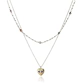 HZMAN 14K Gold Plated Layered Necklace for Women Dainty Gold Evil Eye Pendant Necklace Adjustable Chain Choker Necklace Jewelry Gift