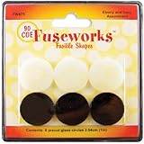 Fuseworks Ebony and Ivory Fusible Glass Shapes 1-Inch Round Disks, Black/White, 6-Pack