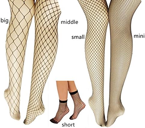 Sexy Big Cross Fishnet Tights Seamless Mesh Stocking Hollow Out Pantyhose 6 Pack (A)