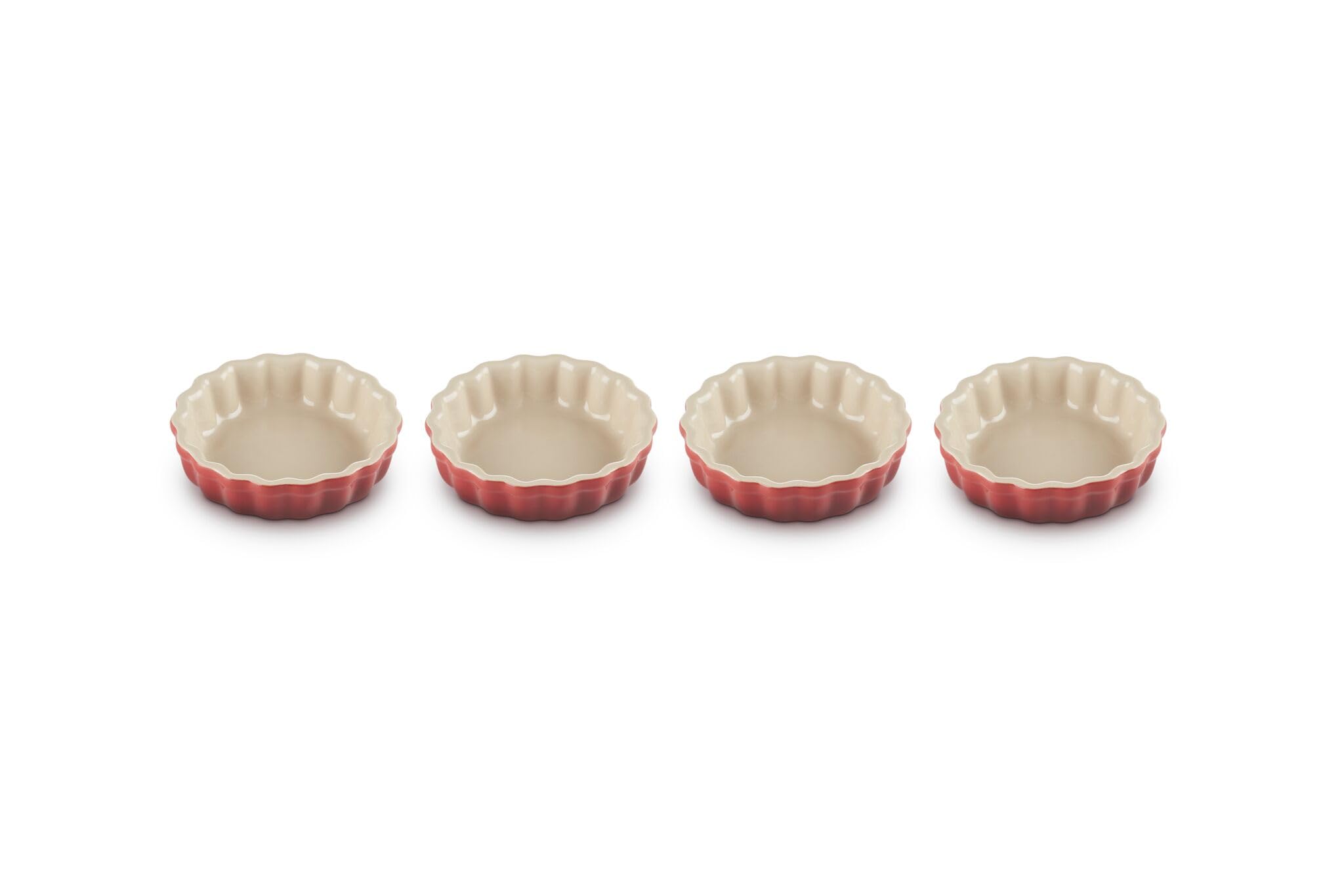 Le Creuset Stoneware Set of 4 Tartlet Dishes, 0.2 L, Cerise, 91017411060000