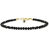 Gempires Natural Lightweight Gemstone Beaded Bracelet Handmade Crystal Jewelry Hypoallergenic 8 Inch Gold Plated Simple Dainty Jewelry For Women