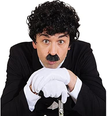 Charlie Chaplin Set 1920s Beard And Wig Black Film Star Moustache