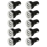 Dual USB Car Charger, FREEDOMTECH 10-Pack USB Car Charger for iPhone X / 8 / 7 / 6s / Plus, iPad Pro / Air 2 / mini, Galaxy S7 / S6 / Edge / Plus, Note 5 / 4, LG, Nexus, HTC and More Devices (Black)