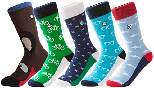 Boys 5 Pack Crew / Dress Socks – Versatile For Any Occasion By VYBE (X-Large, Combo 8)