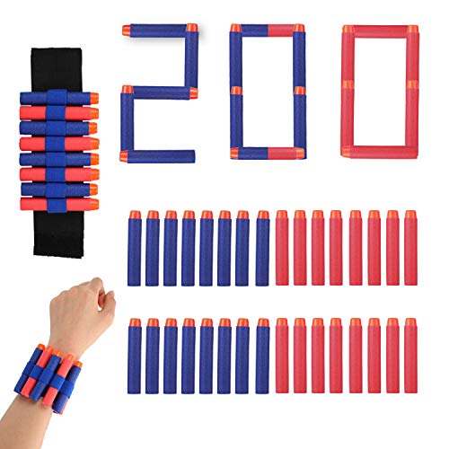 Auney 200-Dart Refill Pack for Nerf N-Strike Elite Dart for N Strike Elite Series Guns Darts Gun Refill Bullets Including 100pcs Blue Darts and 100 Red Darts Blasters Kid Toy with Wrist Band - Thumbnail 7