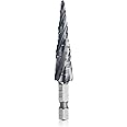 Aleric Four Spiral Flute Cobalt Step Drill Bit,1/8"-1/2" M35 Wear-Resistant TiAlN Coated Step Bit,1/4" Hex Shank Unibit Step Drill Bit for Metal Stainless Steel Aluminum Wood Plastic,13 Size Step Bits