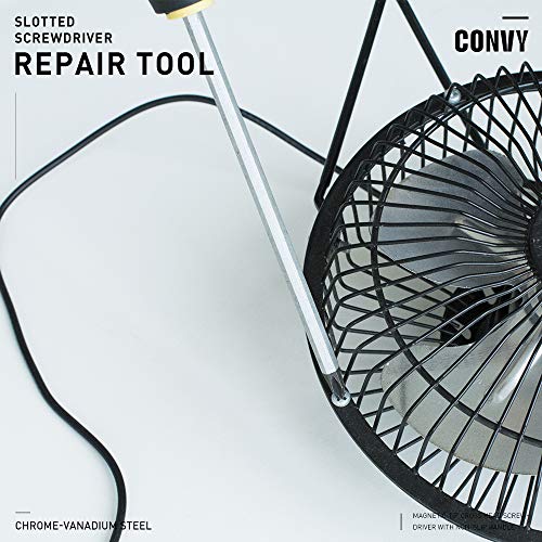 Convy GJ-0126 Slotted Screwdriver, Magnetic Tip Cross Head Screwdriver with Non-Slip Handle
