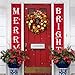 WizPower Merry Bright Christmas Banner, Merry Bright Porch Sign for Christmas Decoration Outdoor Indoor, Christmas Banner Red Xmas Decor Banners for Home Decor …